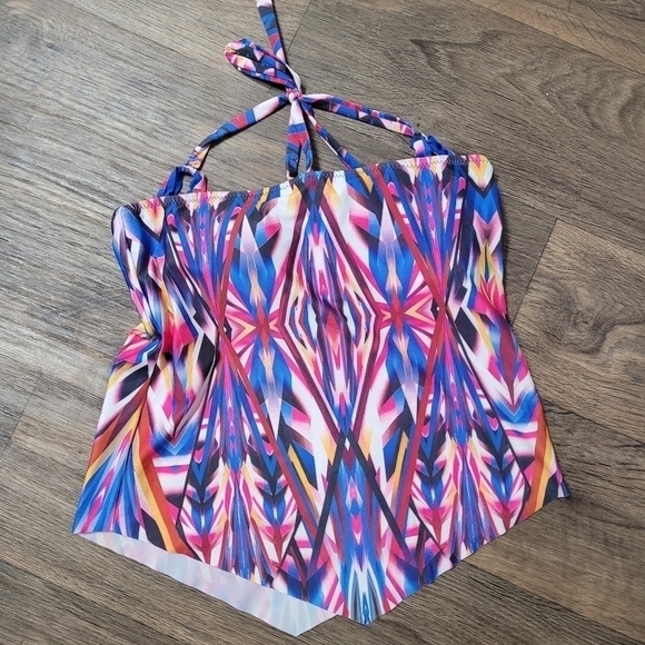 Becca by R Virtue Aura halter v hem tankini size M - Picture 2 of 7